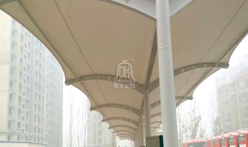 山東菏澤公交站車停放處充電樁膜結構