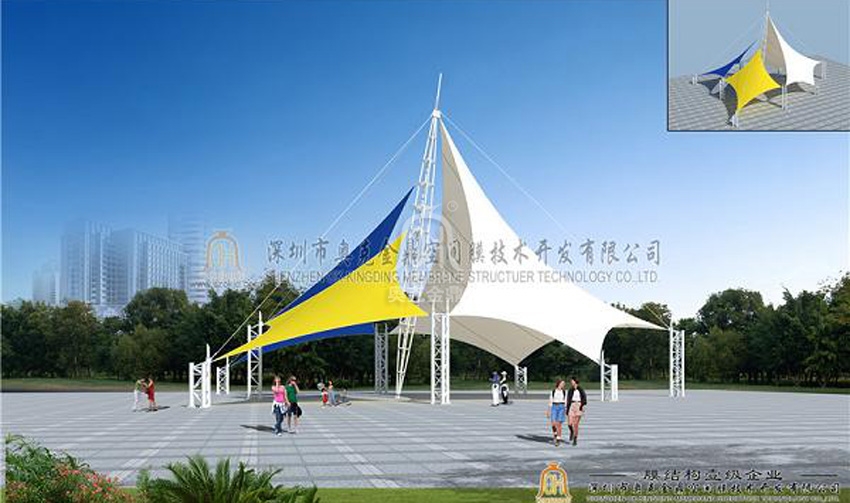 長白山池北區二道白河大街音樂廣場張拉膜結構